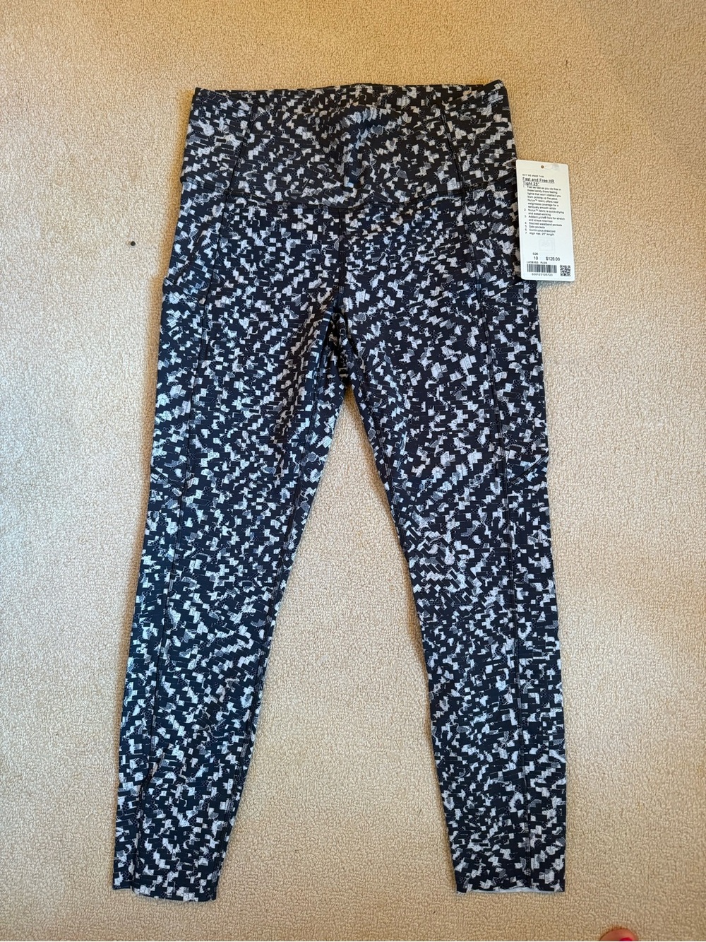lululemon athletica Black and White Abstract Print Leggings